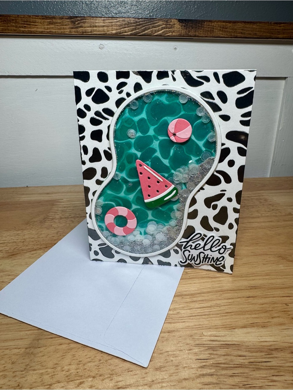 Hello Summer Pool Shaker Card– Handmade Greeting Card